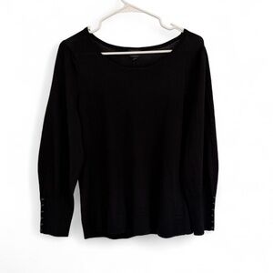 Talbots 100% Merino Wool Womens Sweater Long Sleeve Pullover Crewneck Black XL P